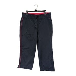 Navy Pink Striped Workout Cropped Pants